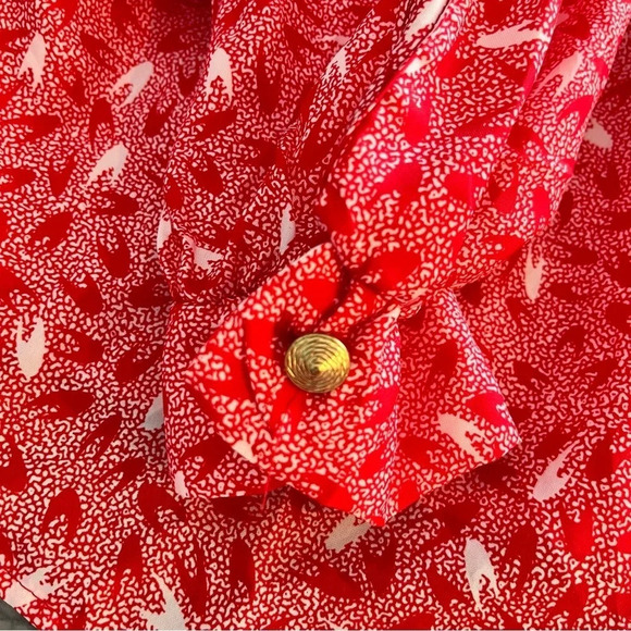 NWT NOS Vintage Lady Manhattan Red White Polyester Blouse 22W 1979-1983 - Picture 5 of 14